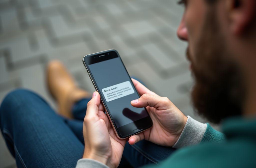 Personne regardant un message sur son téléphone portable