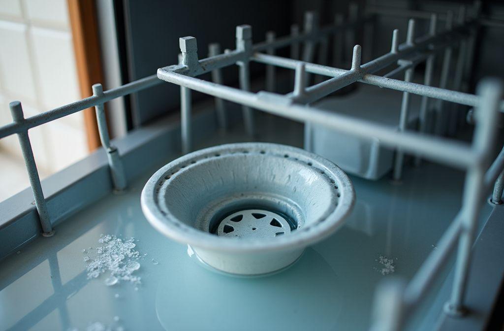 Gros plan sur un évier en métal avec grille de support